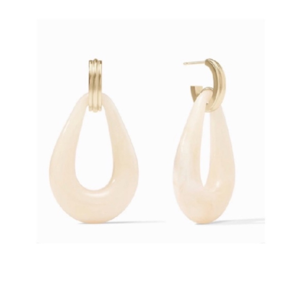 $175 Julie Vos Door Knocker Earrings white / gold